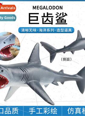 Solid megalodon model marine toys great whe shark ornament c
