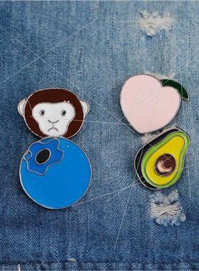 Cartoon jewelry creative animal brooch monkey blueberry peac