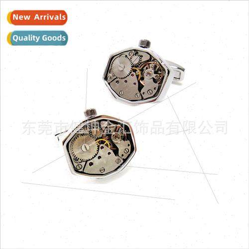 Mechanical Watch Movement Cufflinks Octagonal Winding Swinga
