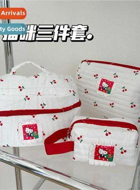 Cherry cat makeup bag large capacy ins cute storage bag stud