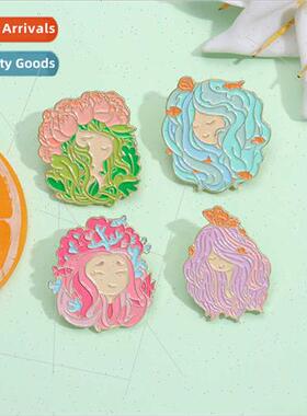 Creative cute flower fairy shape brooch goldfish ocean flowe