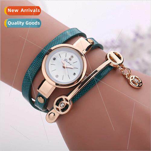 Fashion Wrap Around Ladies Watch PU Strap Watch Couple Quart