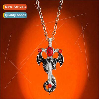 Gothic dark punk personalized diamonds flying dragon necklac