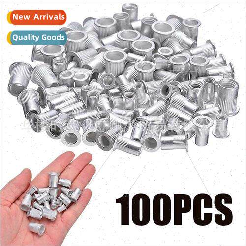 100PCS Flat Head Vertical Rivet Nuts Bagged Aluminum Rivet N