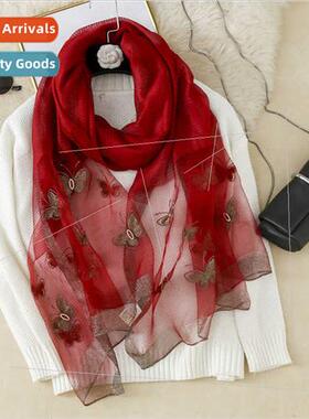 lk silk scarf female spring autumn thin middle-aged mother