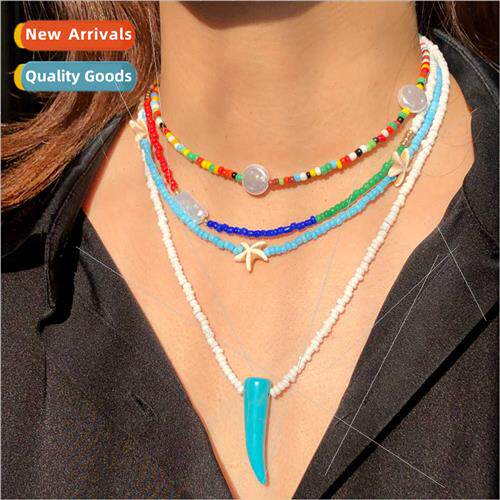 Europe bohemian handmade colorful rice beads multi-layer nec