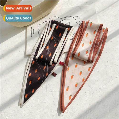 Carrot diagonal pointed fluttering Korean silk scarf women n