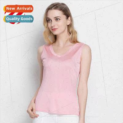 summer new women knted silk undershirt versatile wear V-neck