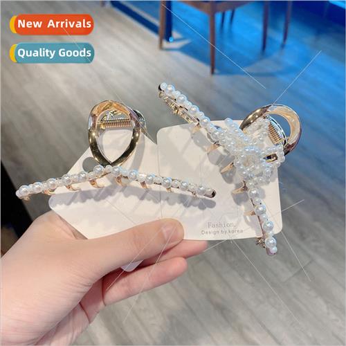 Korea grab clip imation pearl hair clip large hair grab ins