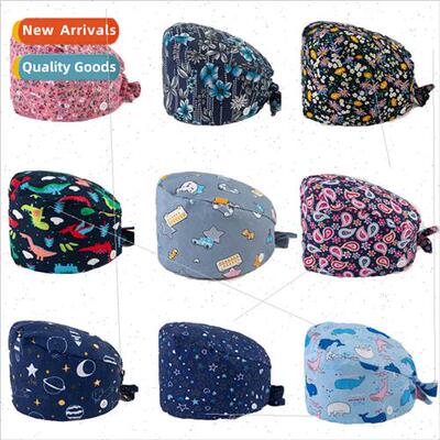Surgical cap printed cotton wh buckle sweat towel nurse cap