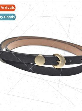Women imation leather pin buckle thin belt mv versatile cand