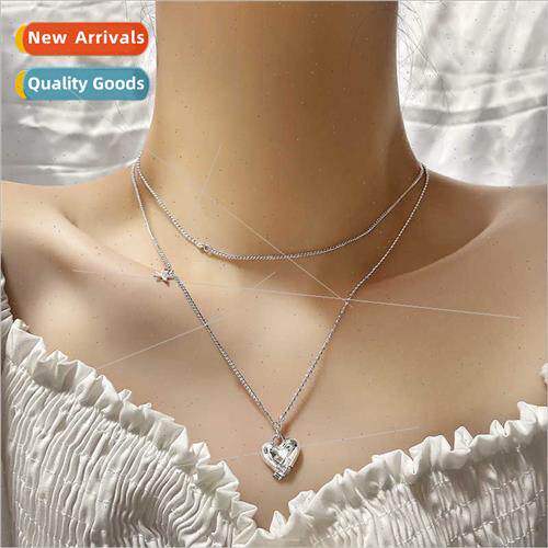 Double Layers Heart Necklace Stacking Fashion Spice Girl Hea