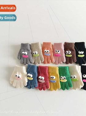 Cartoon quirky baby gloves winter children five fingers cute
