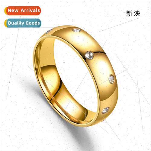 New tanium steel micro-set zirconia ring female stainless st