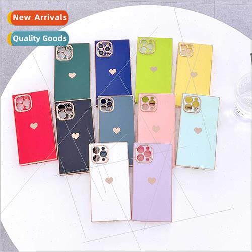 适用iPhone15promax square love heart plating 14 phone case a