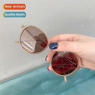 New sunglasses 适用women Korean retro vegan sunglasses round