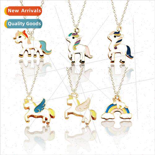 Korea cute creative new unicorn necklace personalized alloy