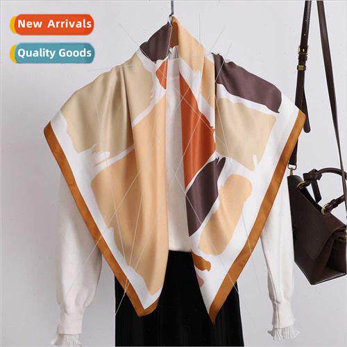 Summer new square scarf 90cm geometric figure printed silk s