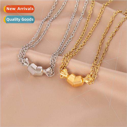 New alloy candy magnet stainless steel chain couple necklace