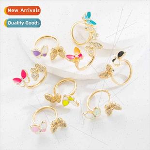 ring women copper plated real gold micro-set zirconia color
