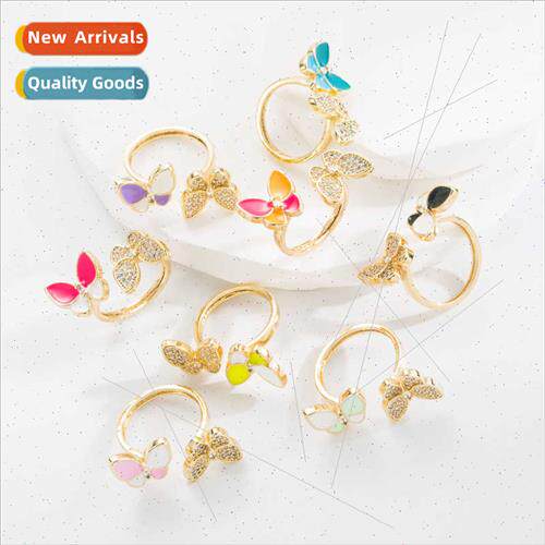 ring women copper plated real gold micro-set zirconia color