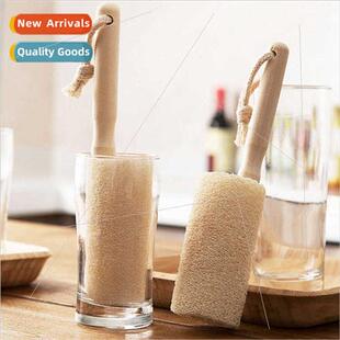 Bamboo Bent Handle Loofah Bath Brush Bath Back Scrub Cleanin