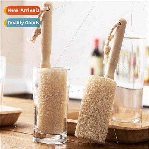 Bamboo Bent Handle Loofah Bath Brush Bath Back Scrub Cleanin