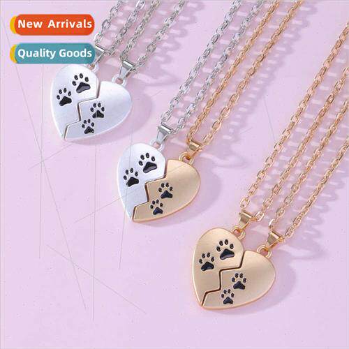 Couple necklace pet footprints alloy pendant BFF jewelry men