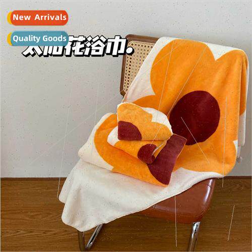 Cute girls sun flower bath towel oversized absorbent quick-d