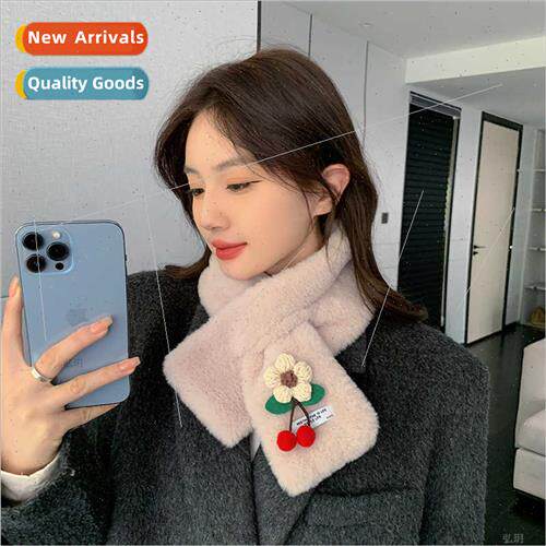 Parent-child  three-dimensional red cherry fur collar imatio