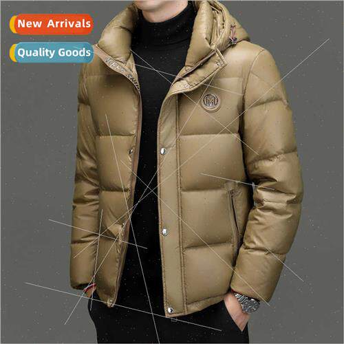 Hooded glossy down jacket men short winter fashion nd thicke