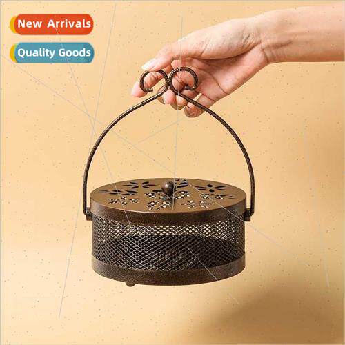 Portable iron hollow mosquo coil box indoor household fire l