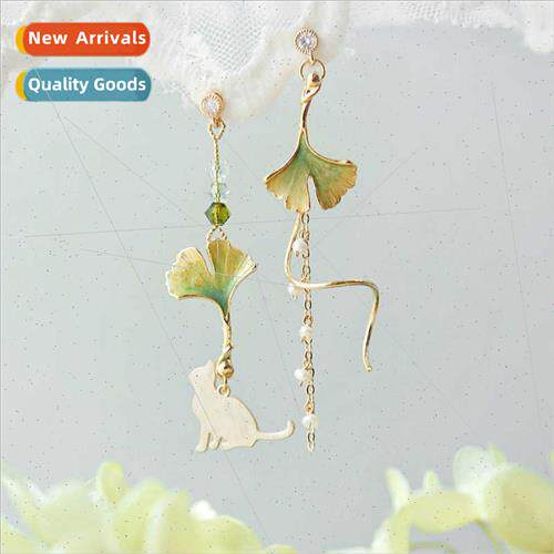 Korea fashion new asymmetric flowers flora fauna earrings cr