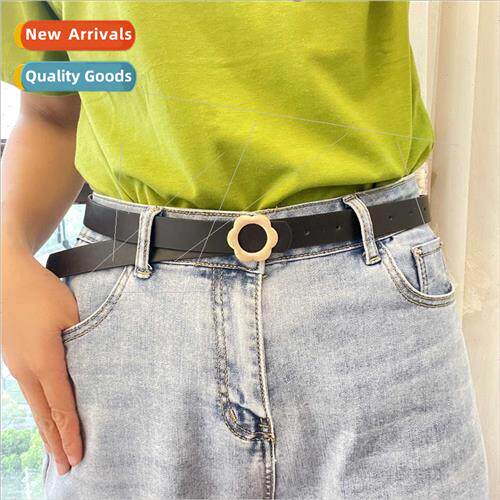 Hole-free women belts versatile fashion wide belt ins wind f
