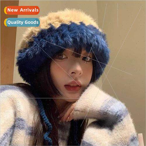 Rabb hair plush hat female winter show face small fashion hu
