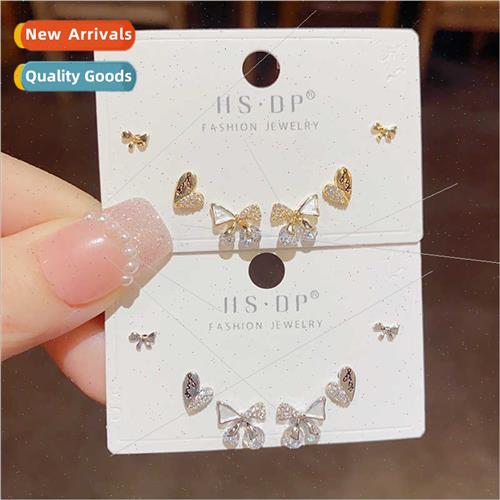Koreaexquise small bow love earrings combination simple vers