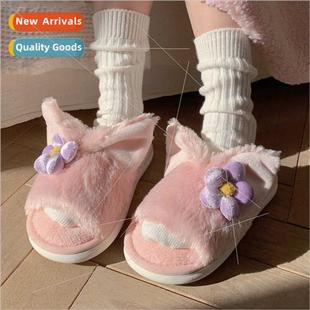 fox plush ladies heart win slippers cute cotton Girls fluffy