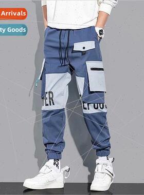 Men Cargo Pants Korean Style Black Jogger Casual Pants Hip H