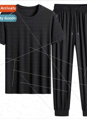 Middle-aged elderly ice silk big size pants leisure su men s