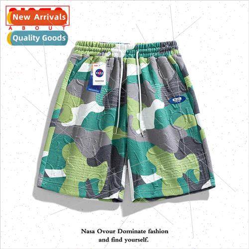high-end casual printed shorts men summer loose sports five-