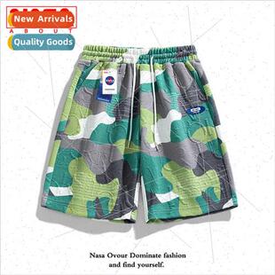 high-end casual printed shorts men summer loose sports five-