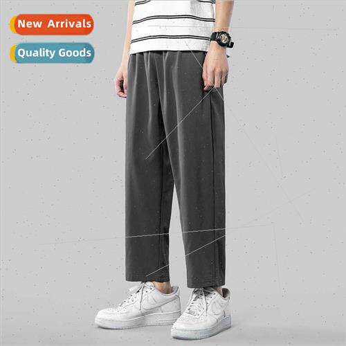 Ice silk pants men summer draping nine-minute pants thin bre