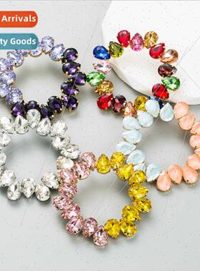 Europe fashion colored glass diamond earrings super flash It