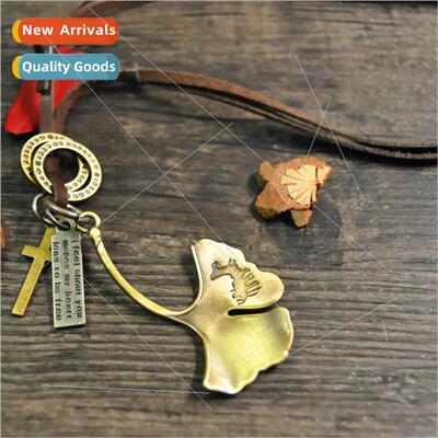 Metal Pendant Unisex Microfiber Leather Necklace Korean Fash