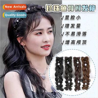 Fishbone braid wig hairpin hair band headband real hair fema