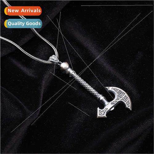 Viking Warrior Axe Pendant Men Hip Hop Tanium Steel Necklace