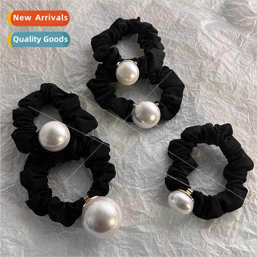 French pearl black large intestine hair band leather band ve
