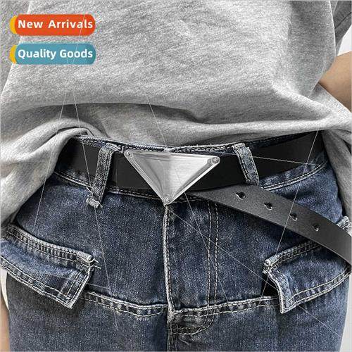 Ladies belt leather belt female triangle buckle cowhide deco