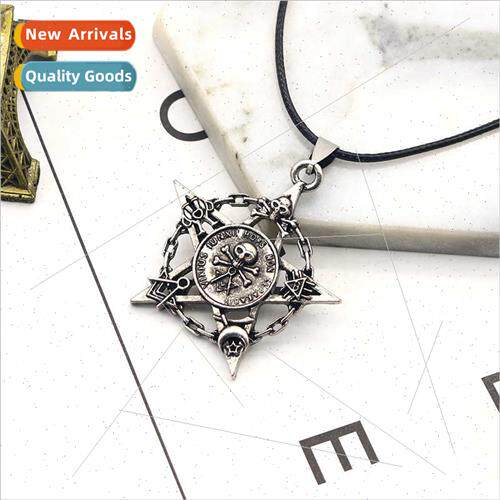 Europe alloy vintage pentagram skull pirate necklace men dom