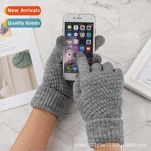 Autumn winter touch screen gloves couple knted woolen glov